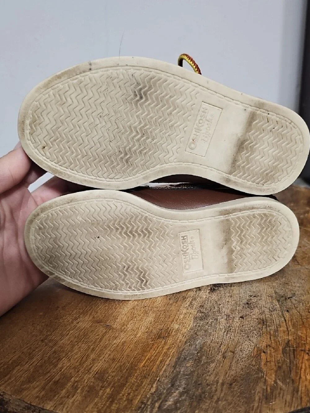 OshKosh B'gosh Brown Leather Moccasins with Yellow Accent Laces